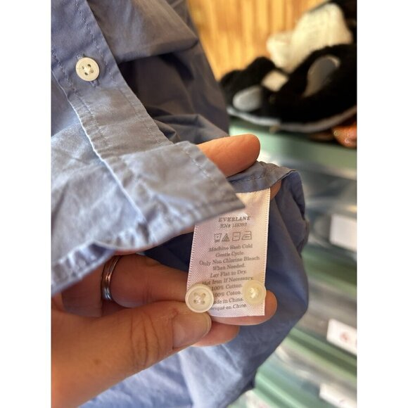 Everlane Womens Button Down Cotton Collared Blouse Corporate Work Blue Sz 12 - Picture 8 of 8